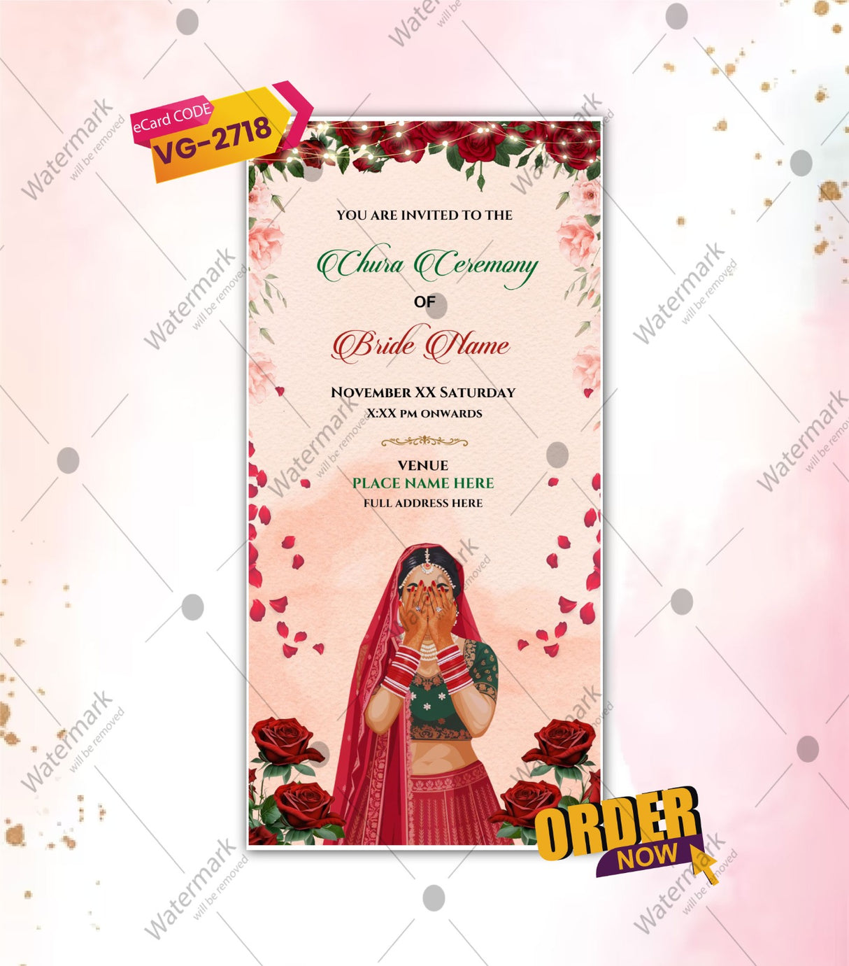 Choora Ceremony Invitation Card