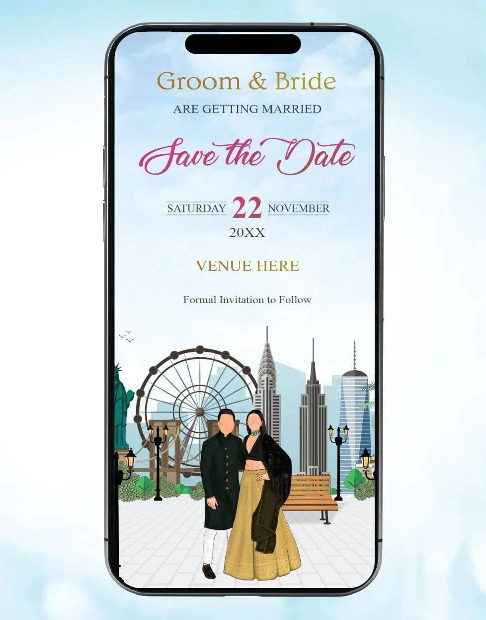 City Skyline Wedding Invitation