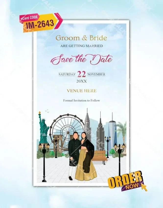 City Skyline Wedding Invitation