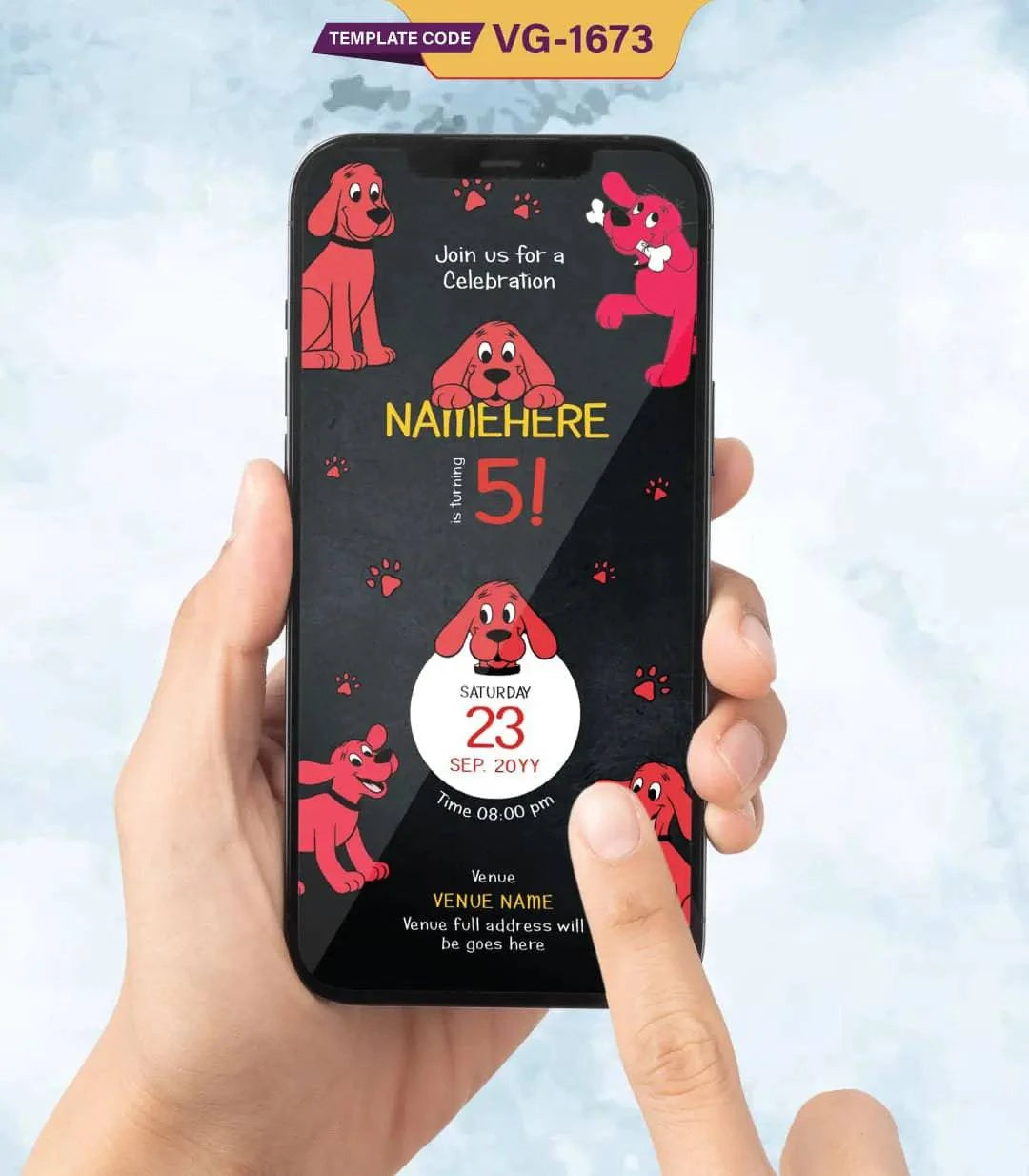 Clifford Theme Birthday Invitation