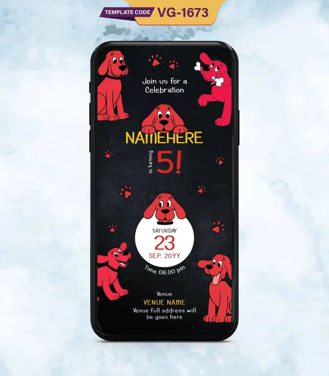 Clifford Theme Birthday Invitation