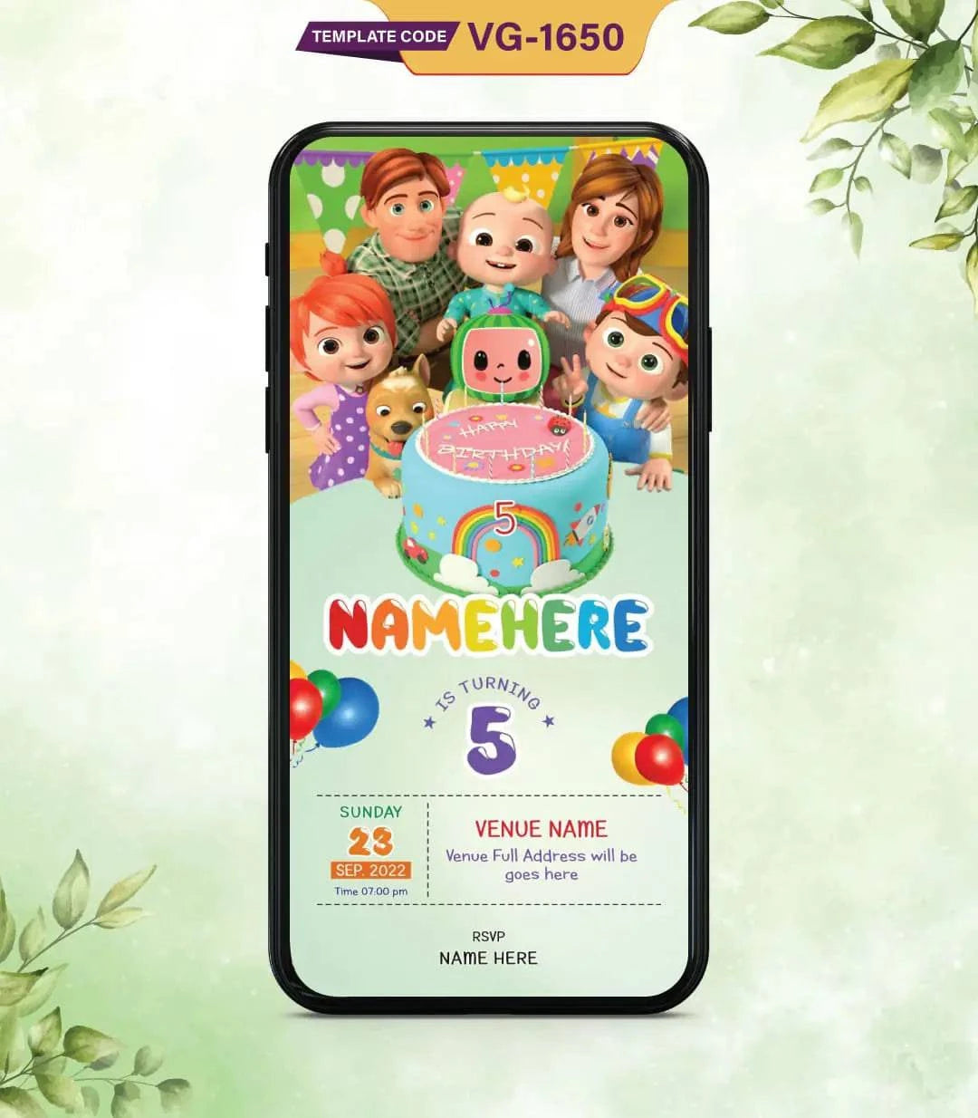 Cocomelon Birthday Party Invitation