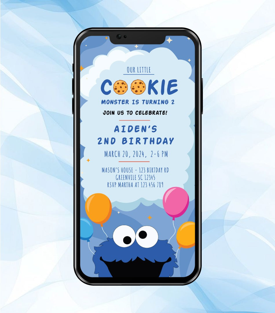 Cookie Monster Birthday Invitation