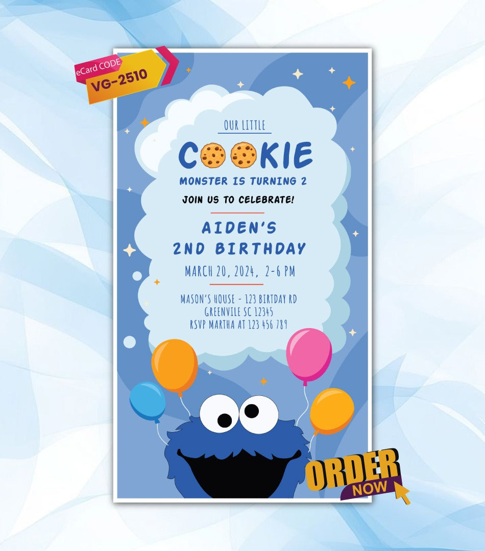 Cookie Monster Birthday Invitation