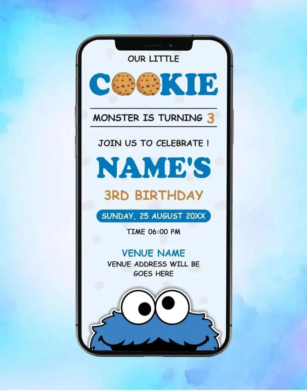 Cookie Monster Birthday Invitation