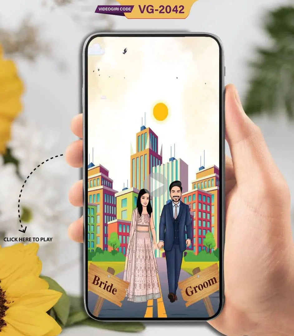 Couple Caricature wedding Invitation Video