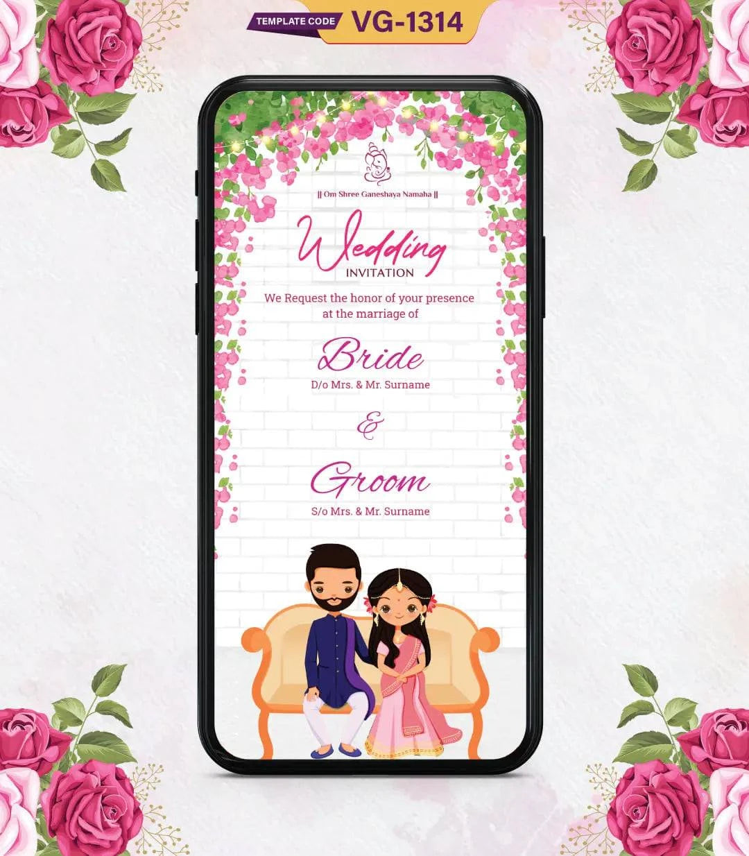 Couple Cartoon Wedding Invitation