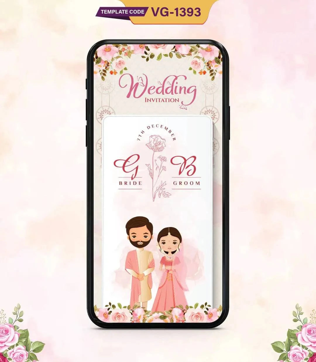 Couple Cartoon Wedding Invitation PDF