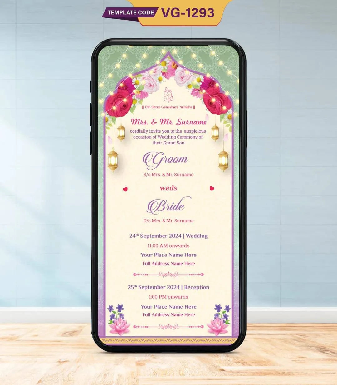 Couple Floral Wedding Invitation