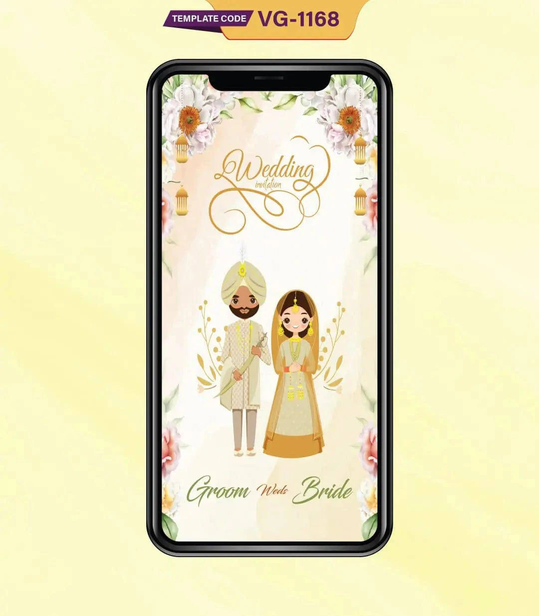 Couple Sikh Wedding Invitation Card