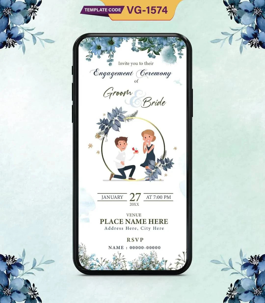Couple Theme Engagement Invitation Card