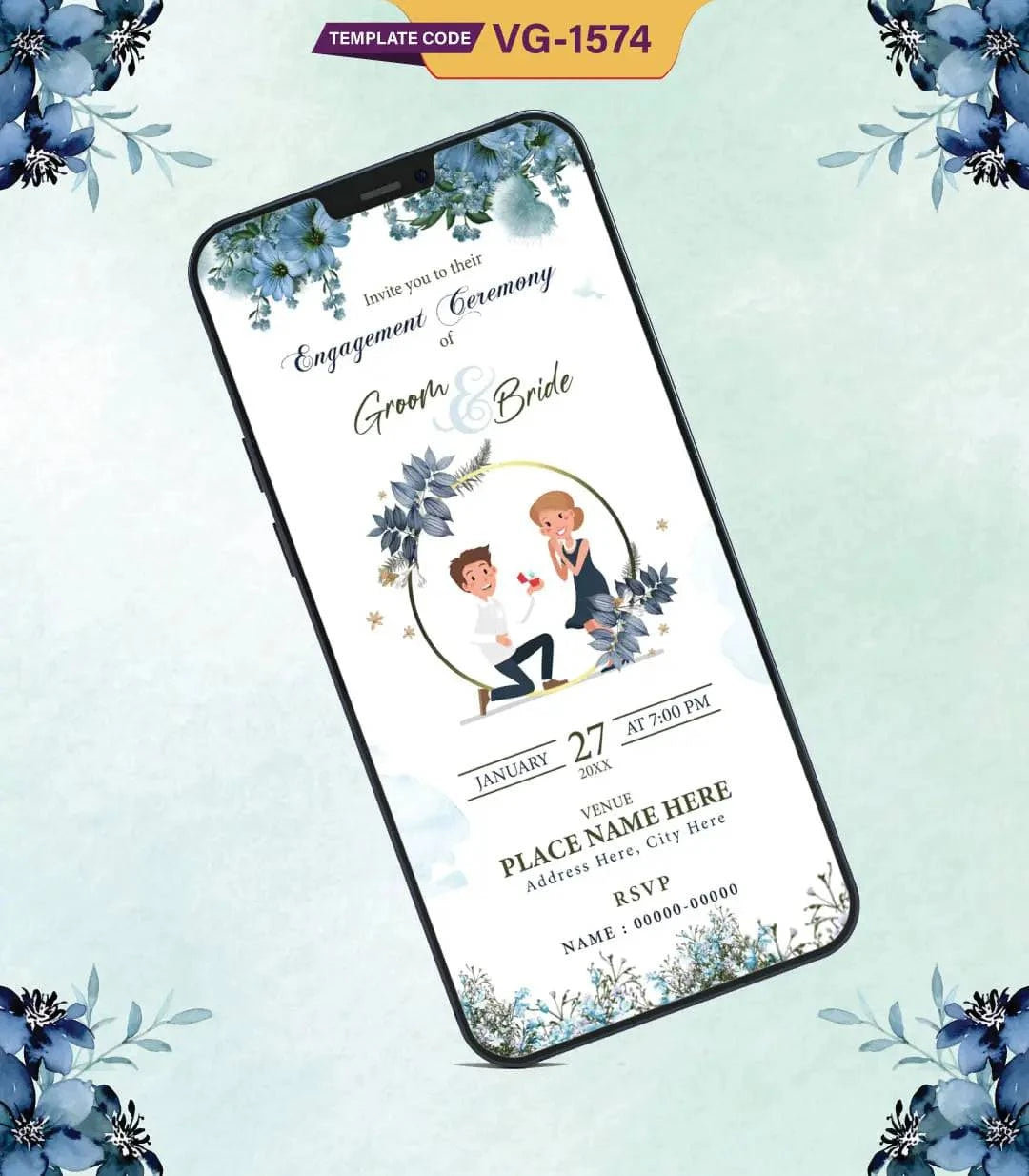 Couple Theme Engagement Invitation Card