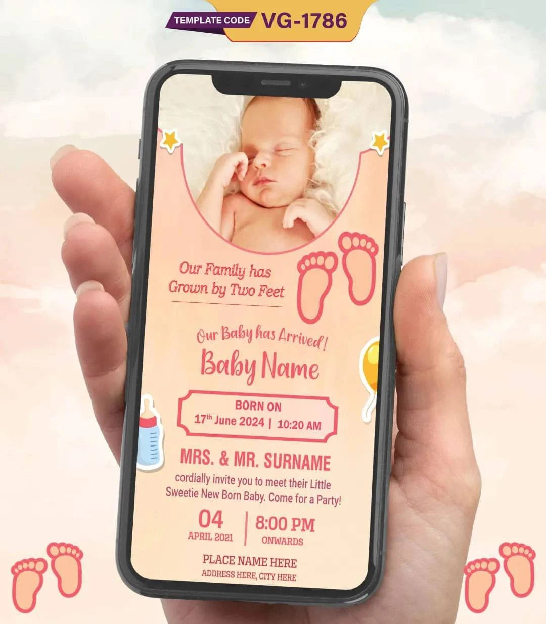 Custom Baby Birth Announcement Invitation