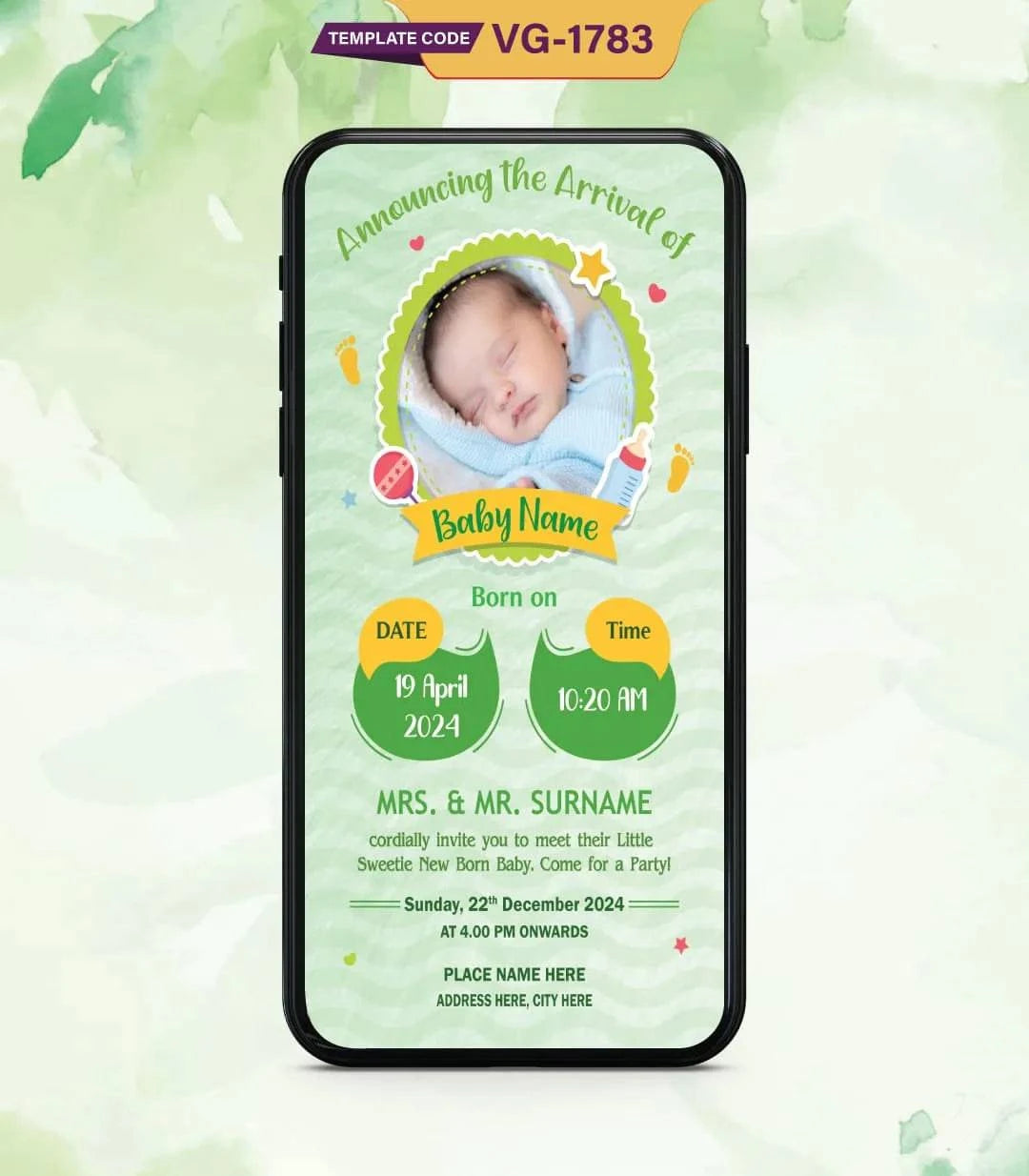 Custom Baby Birth Announcement Invitation