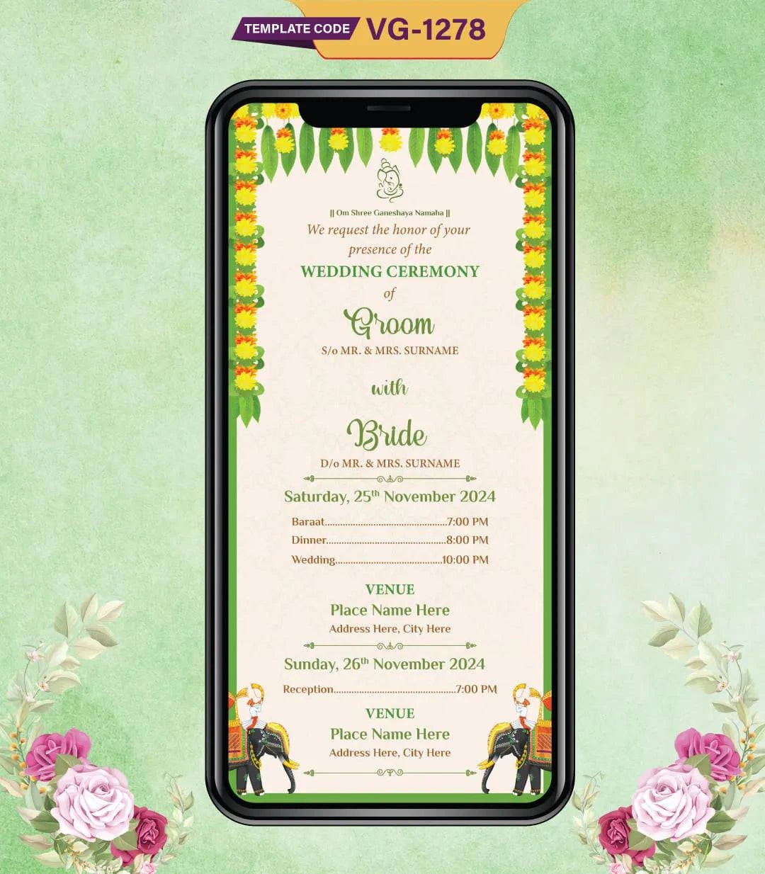 Cute Bride and Groom Wedding Invitation Card