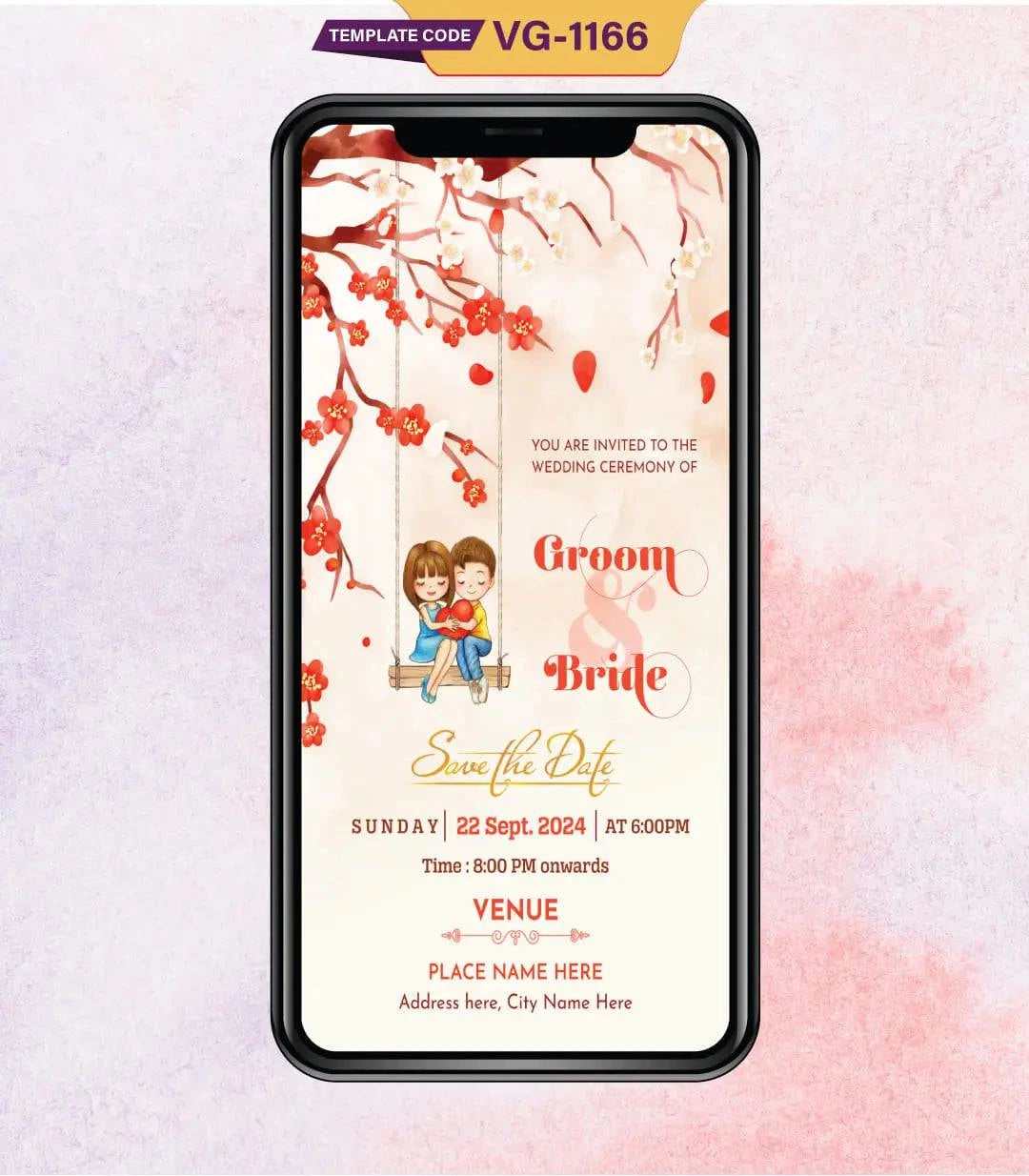 Cute Cartoon Couple Wedding Invitation