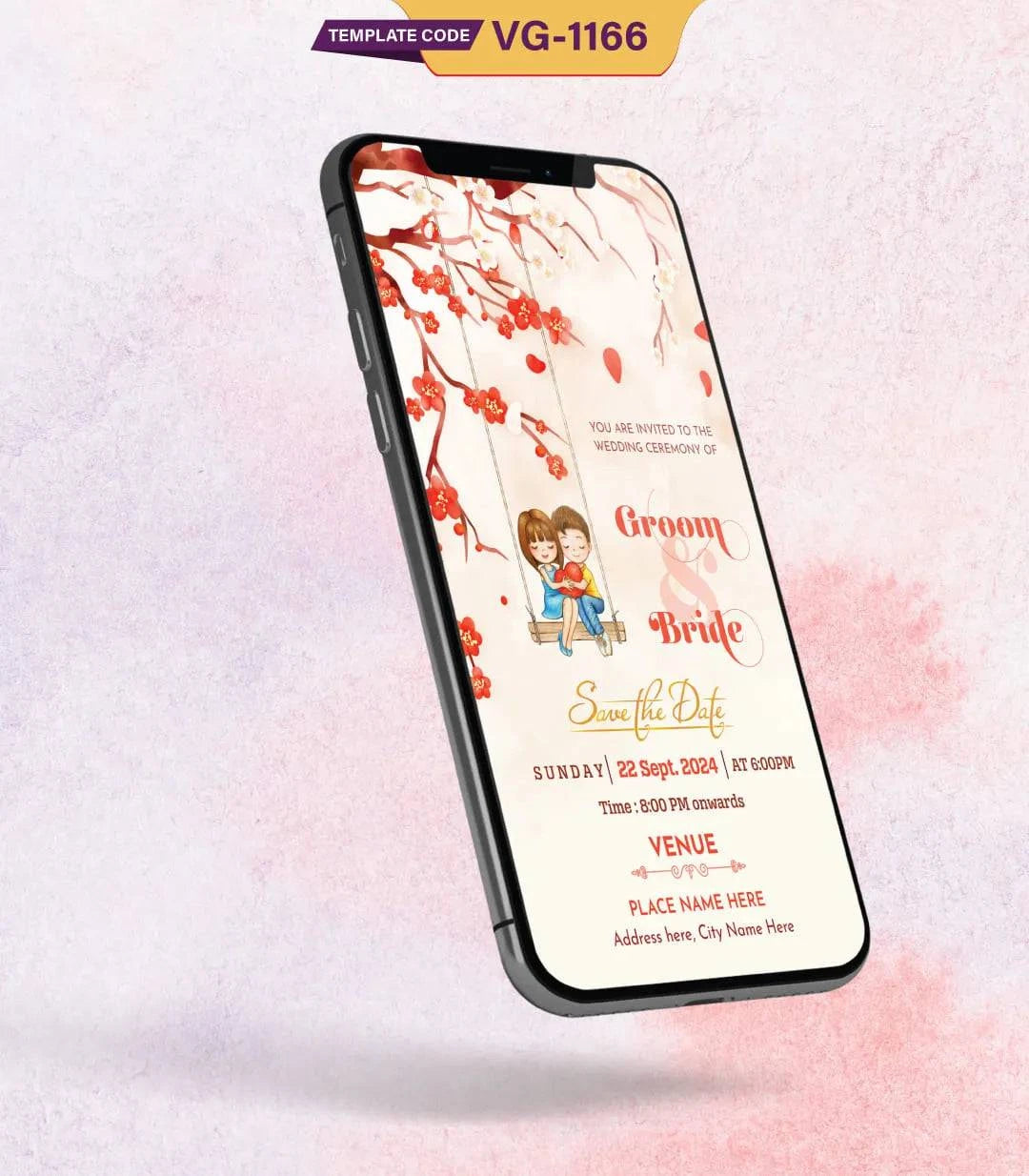 Cute Cartoon Couple Wedding Invitation