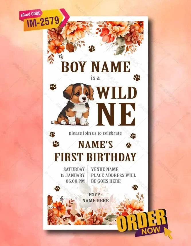 Cute Wild One Woodland Birthday Invitation