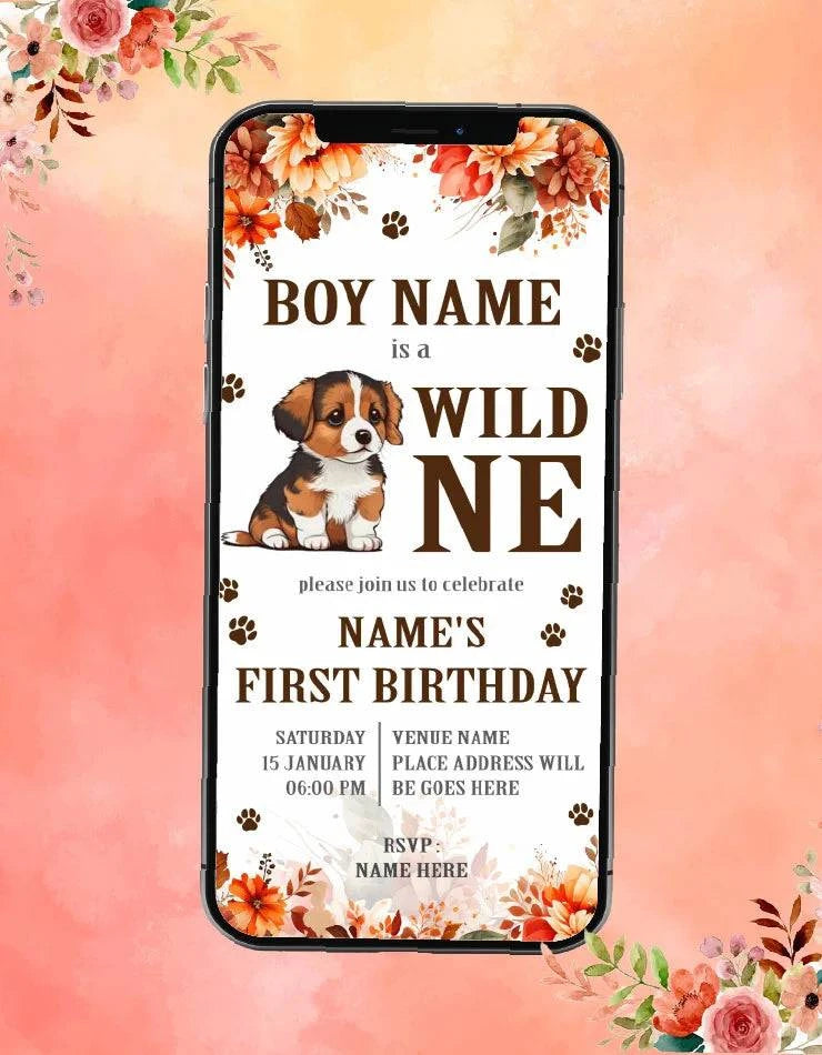 Cute Wild One Woodland Birthday Invitation