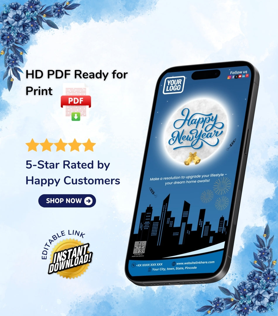 DIY Happy New Year Wishes for Real Estate - Festive Card | DG-12 - VideoGiri