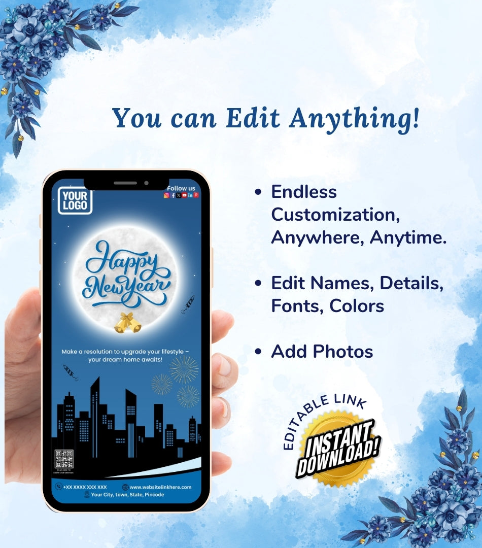 DIY Happy New Year Wishes for Real Estate - Festive Card | DG-12 - VideoGiri