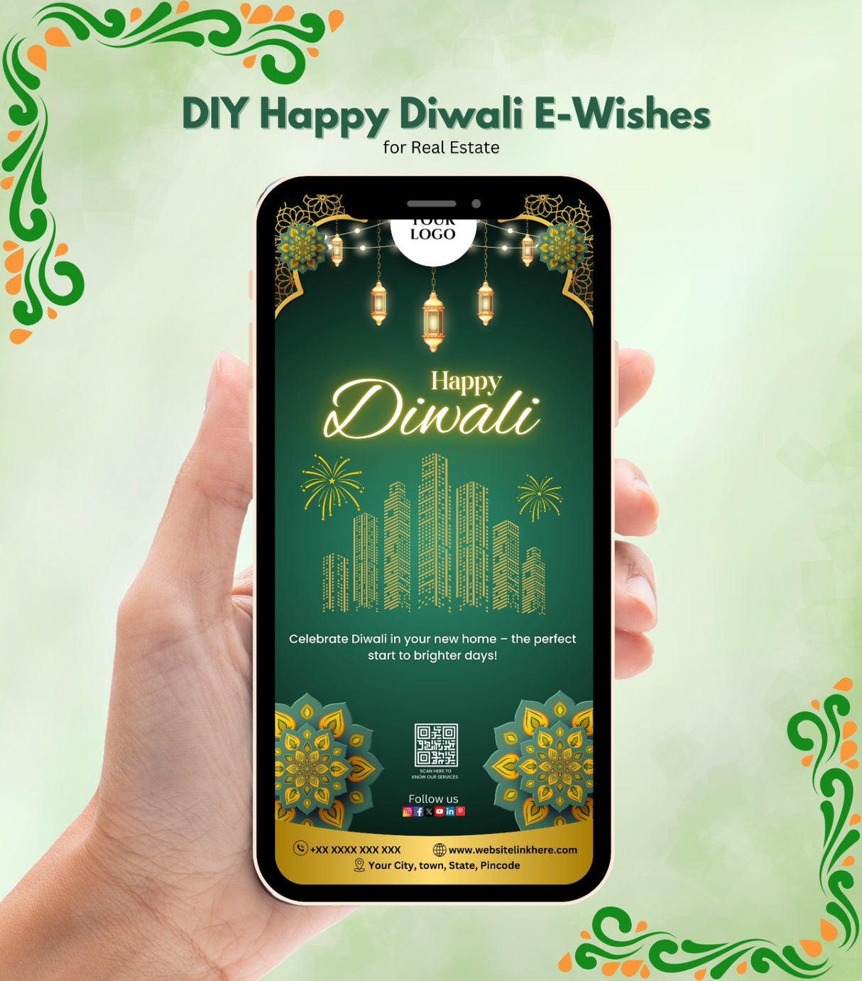 DIY Happy Diwali Wishes for Real Estate - Festive Card