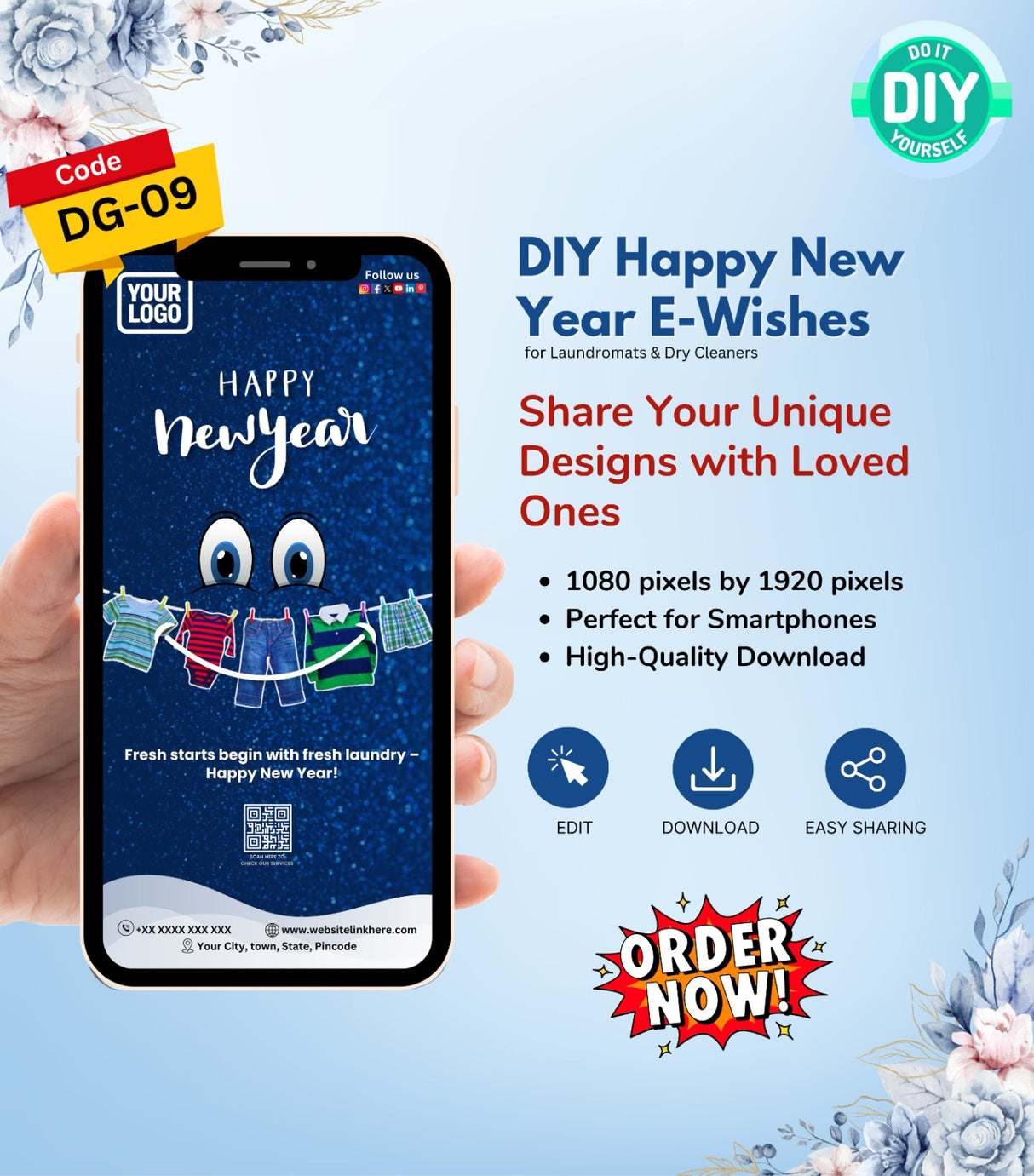 DIY Happy New Year Wishes for Laundromats & Dry Cleaners - Fresh Start Greetings