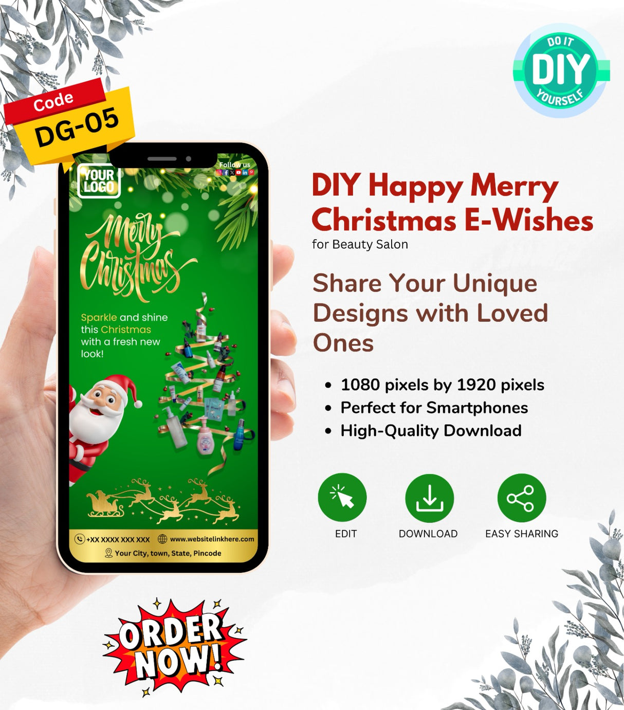 DIY Merry Christmas Wishes for Beauty Salon