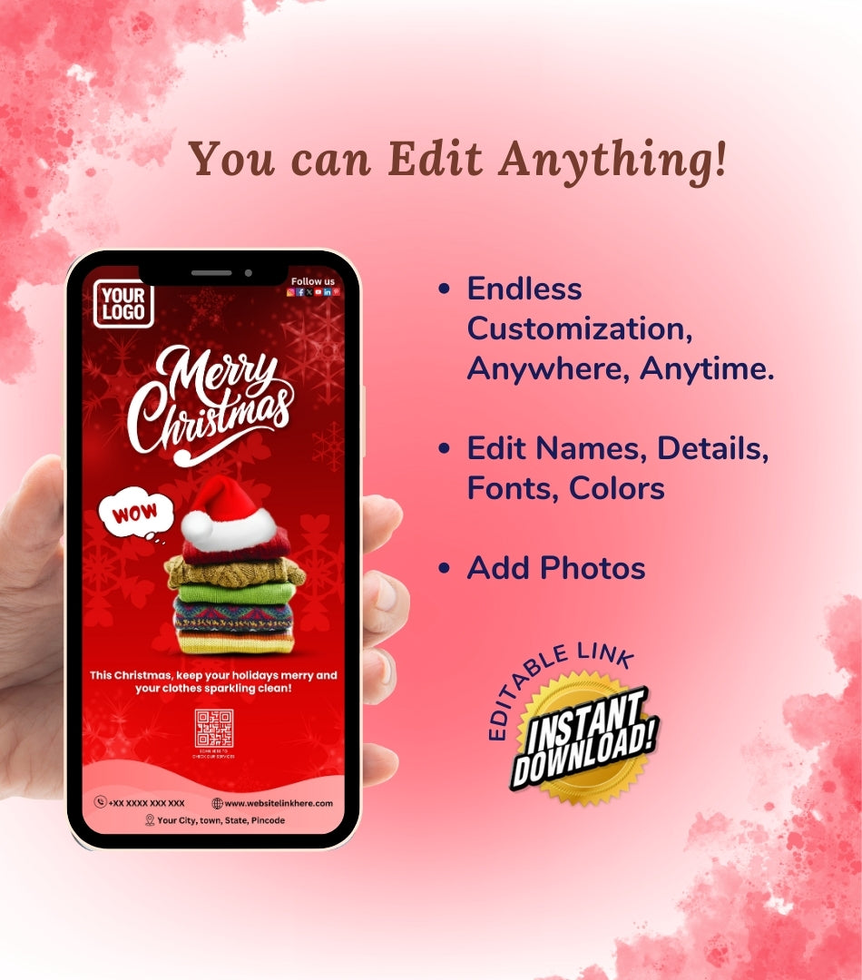 DIY Merry Christmas Wishes for Laundry Service - Festive Card