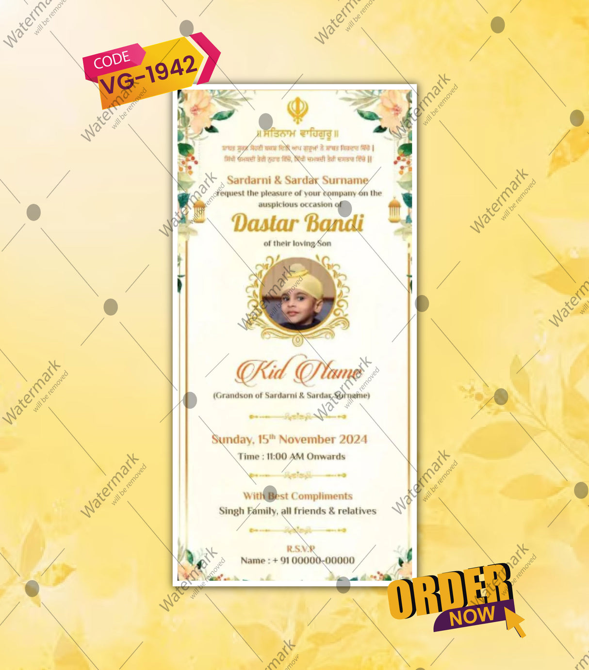 Dastar Bandi Invitation Card