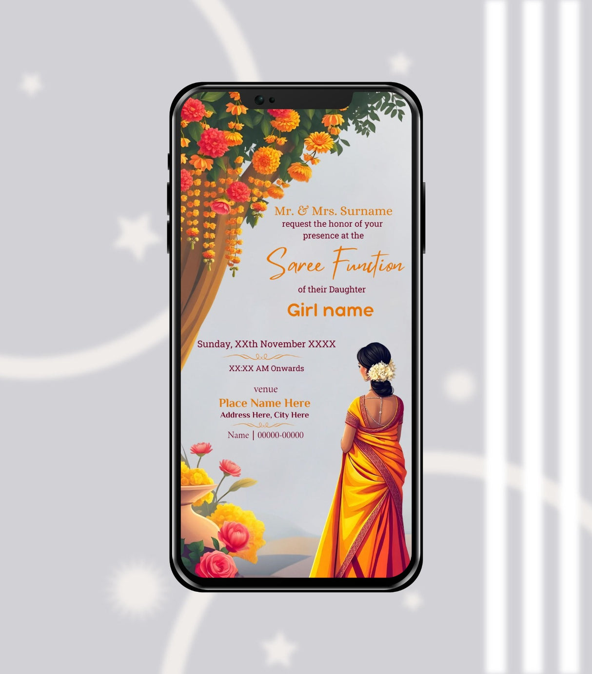 Digital Half Saree Function Invitation