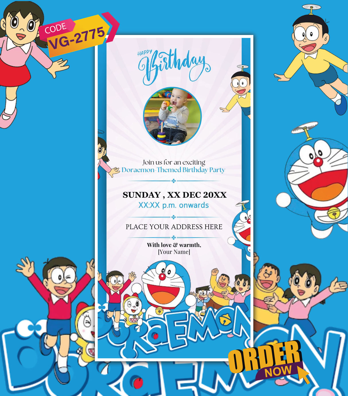 Doraemon Birthday Invitation Card
