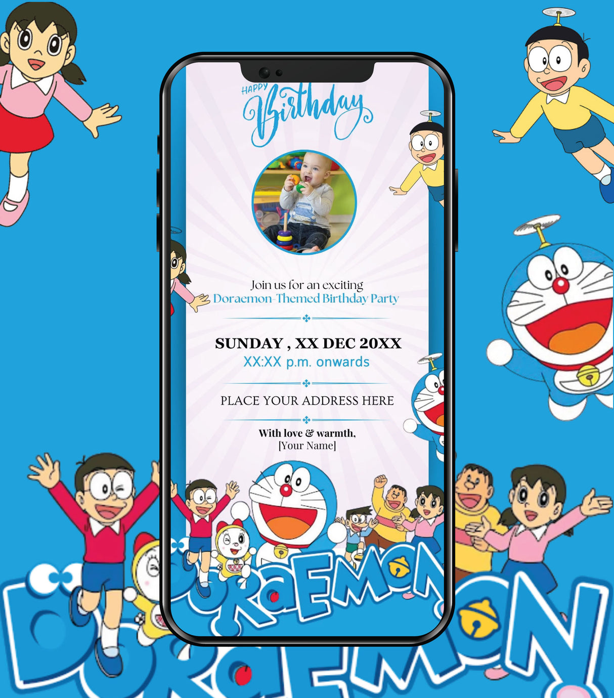 Doraemon Birthday Invitation Card