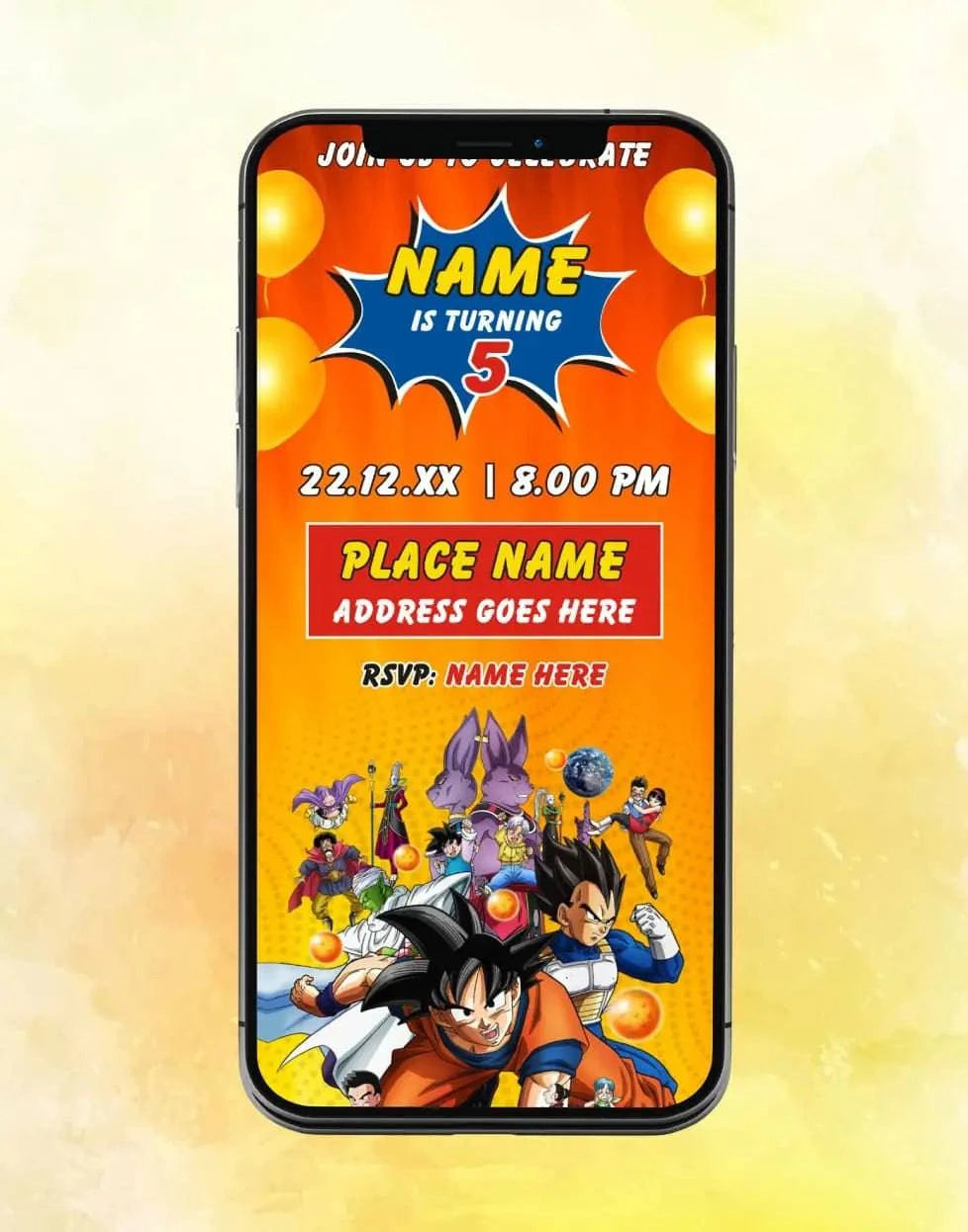 Dragon Ball Z Birthday Invitation