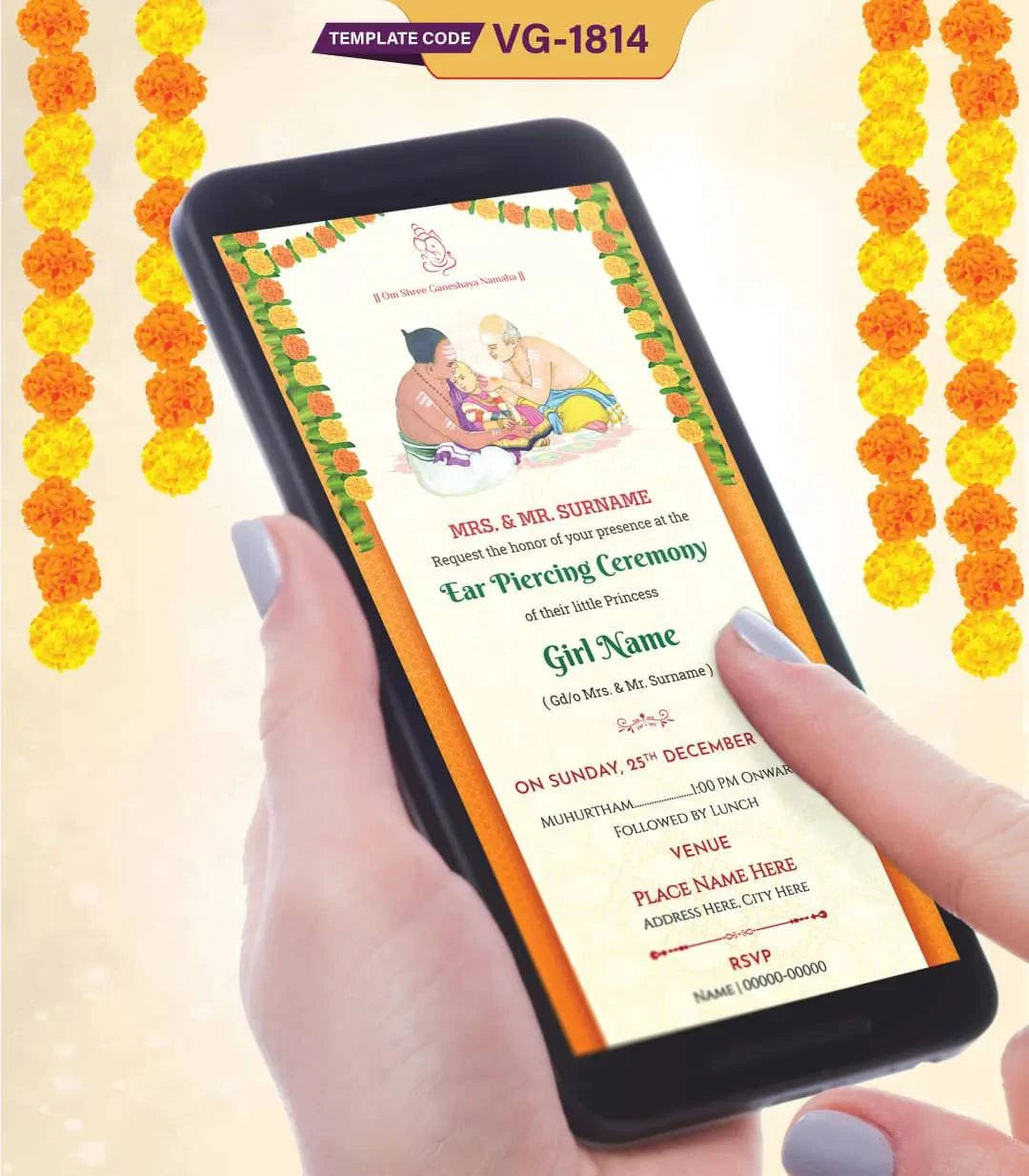 Ear Piercing Ceremony Digital Invitation
