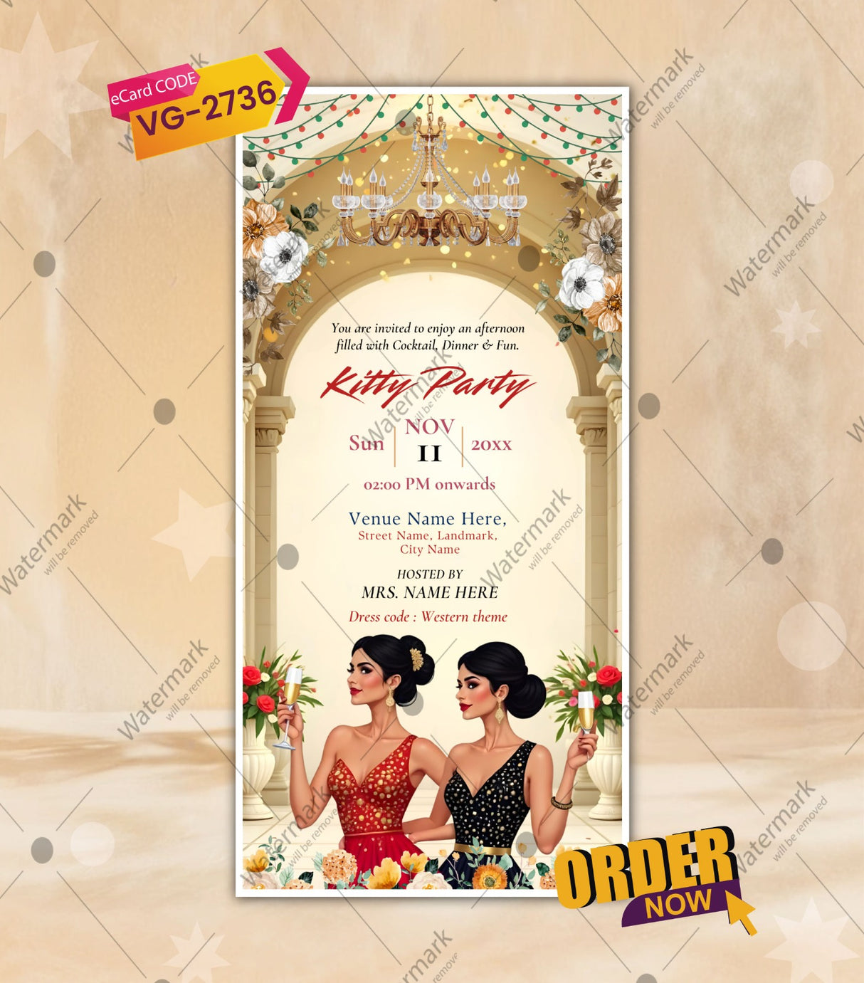 Elegant Kitty Party Invitation Card