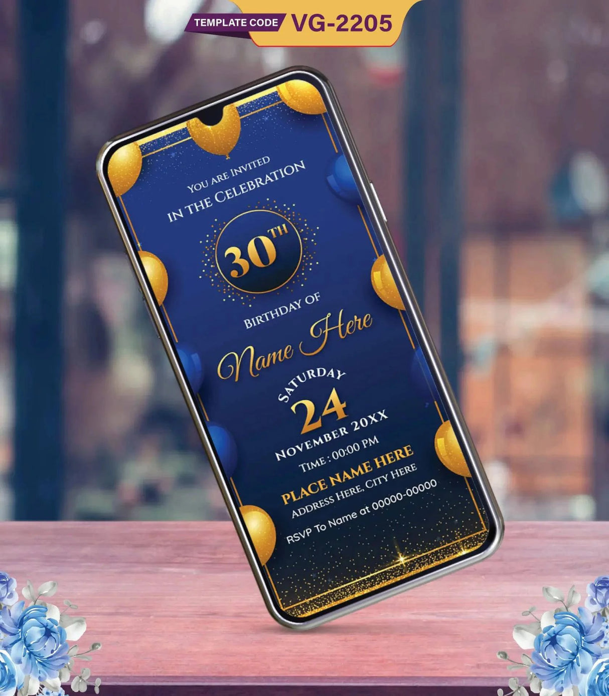 Elegant 30th Birthday Digital Invitation
