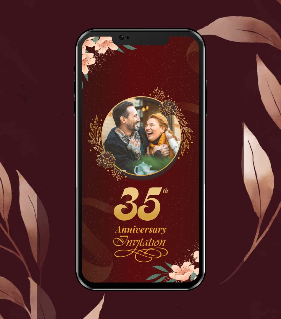 Elegant 35th Wedding Anniversary Digital Invitation