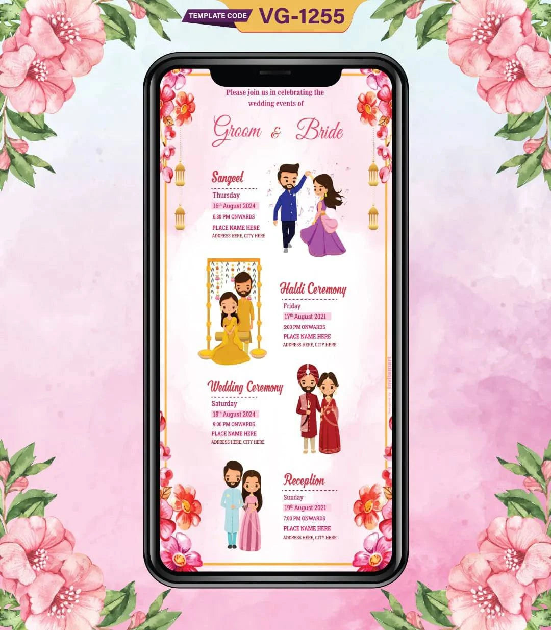 Elegant All-in-One Wedding Invitation