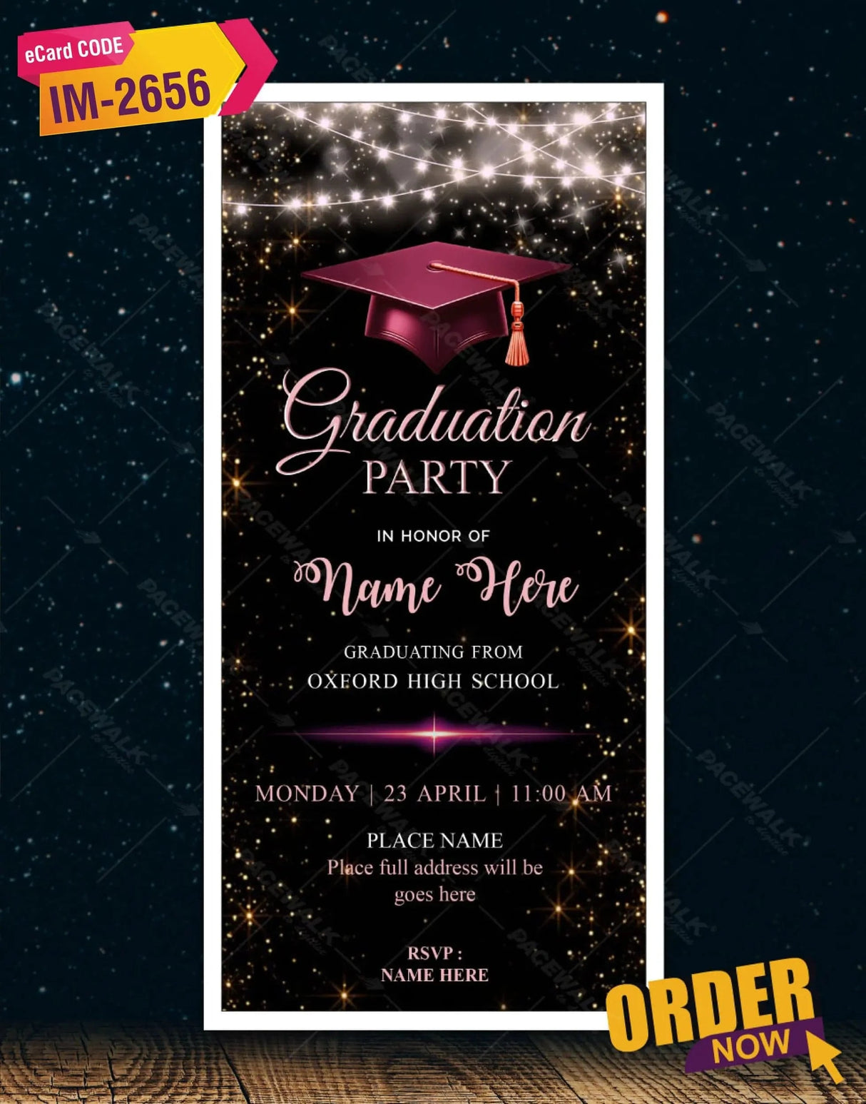 Elegant Black & Gold Graduation Party Invitation
