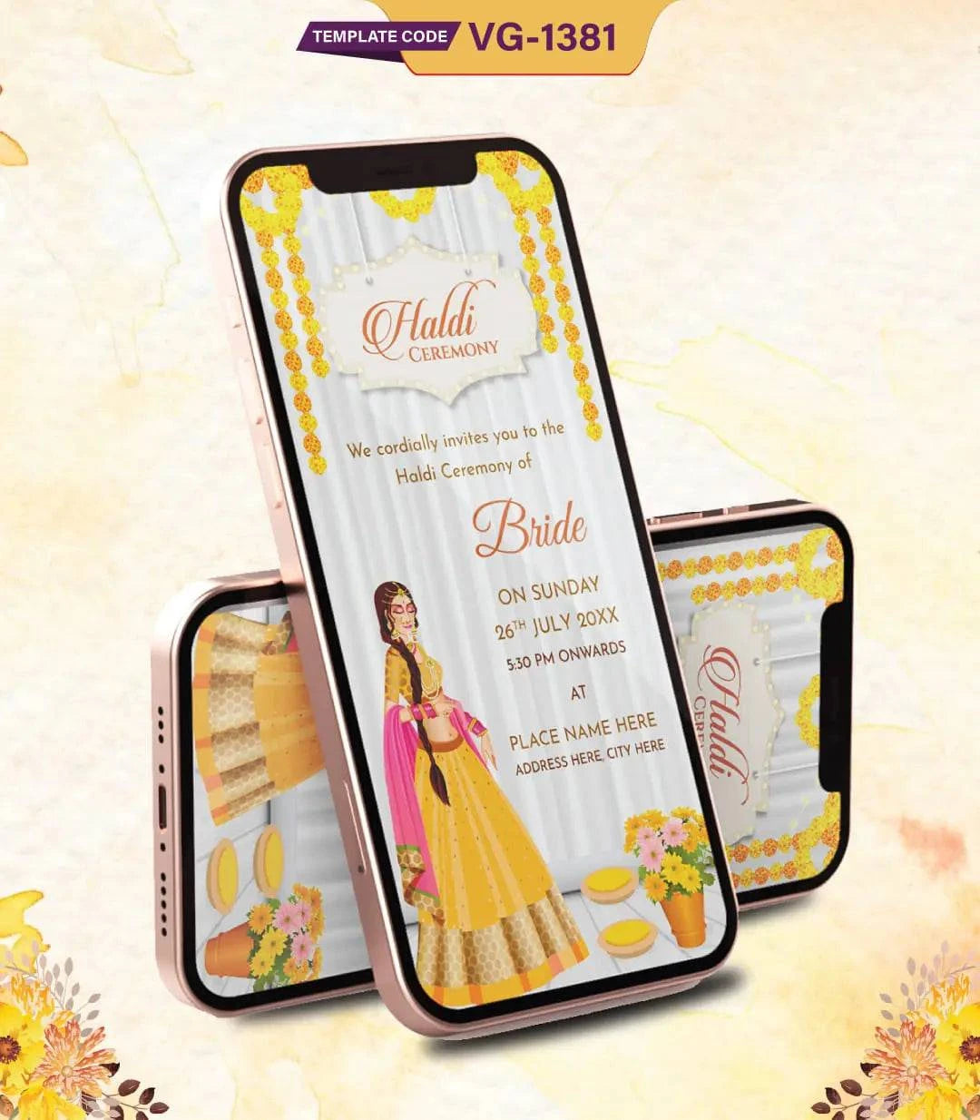 Elegant Bride Haldi Ceremony Invitation