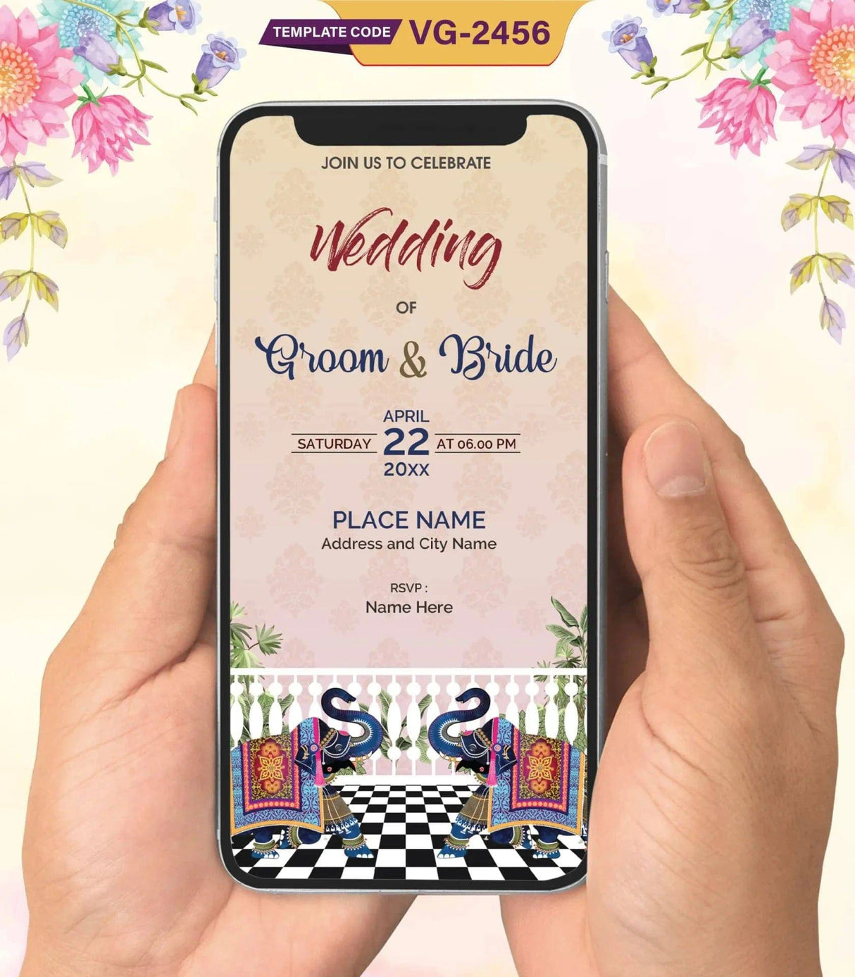 Elegant Elephant Theme Wedding Invitation