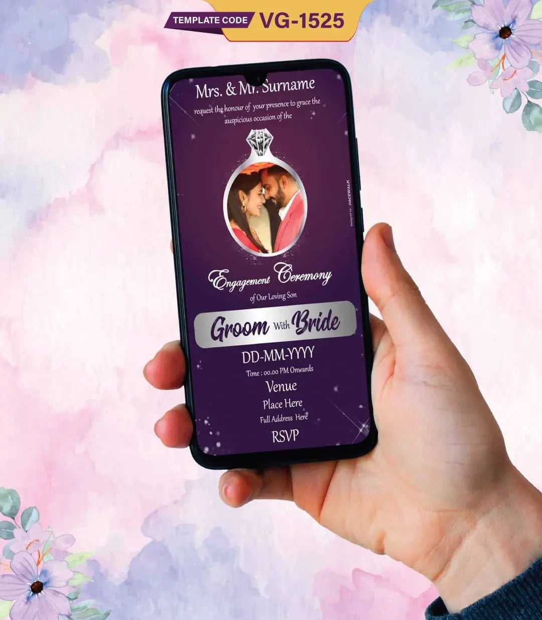 Elegant Engagement Invitation Card with Couple Photo