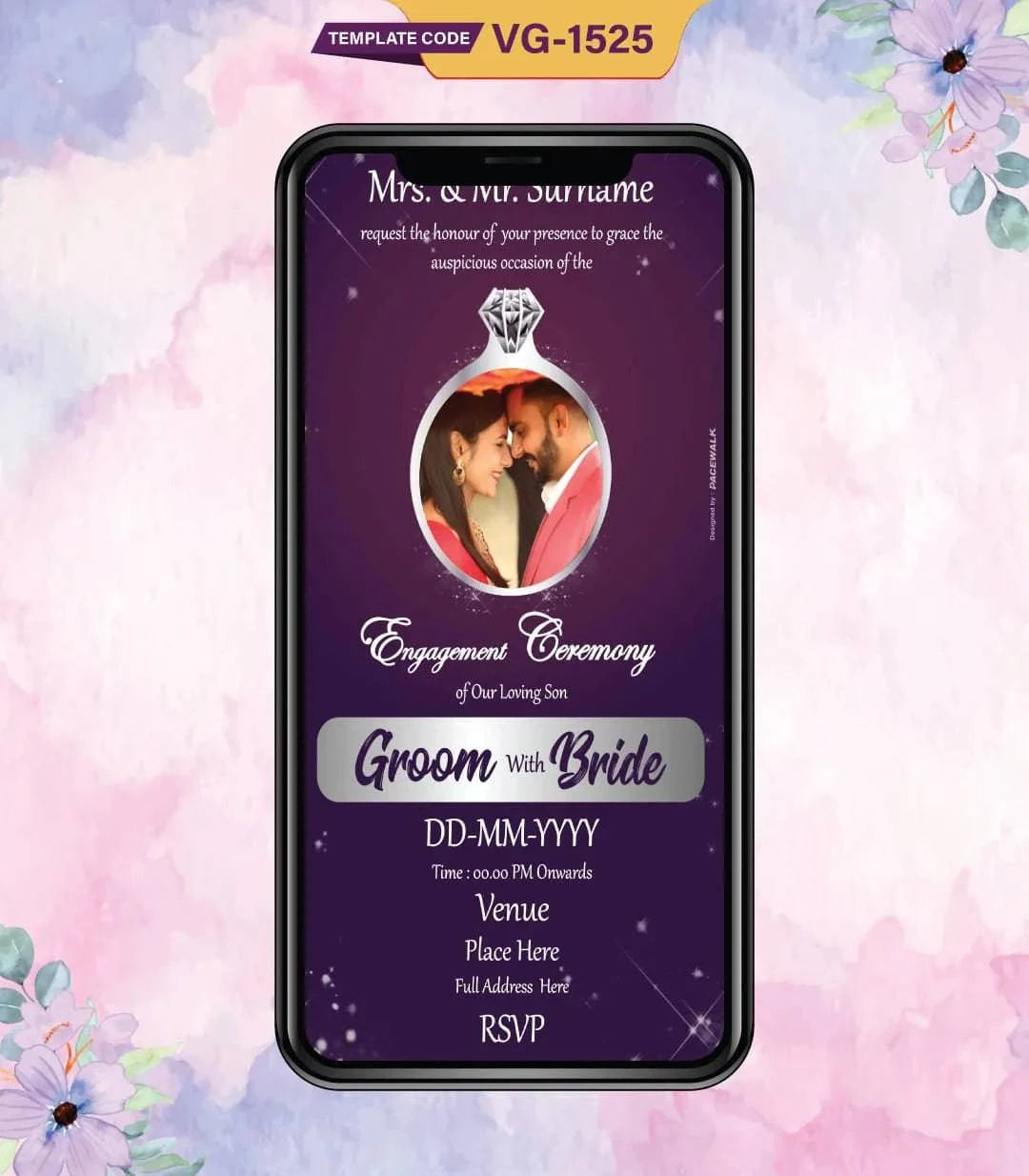 Elegant Engagement Invitation Card with Couple Photo