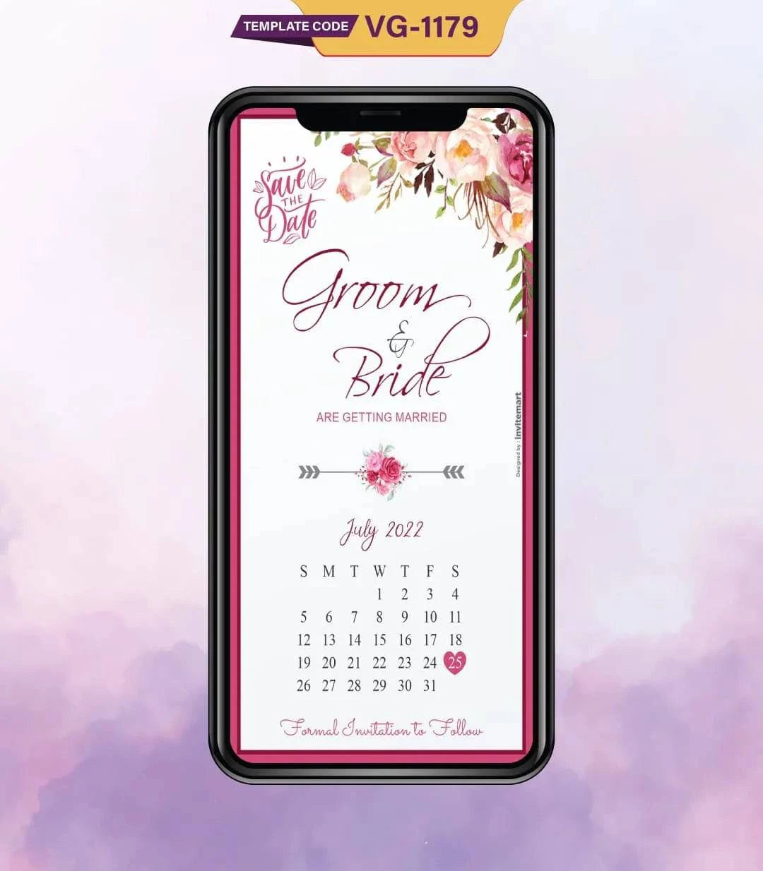 Elegant Floral Calendar Save The Date Wedding Invitation Card