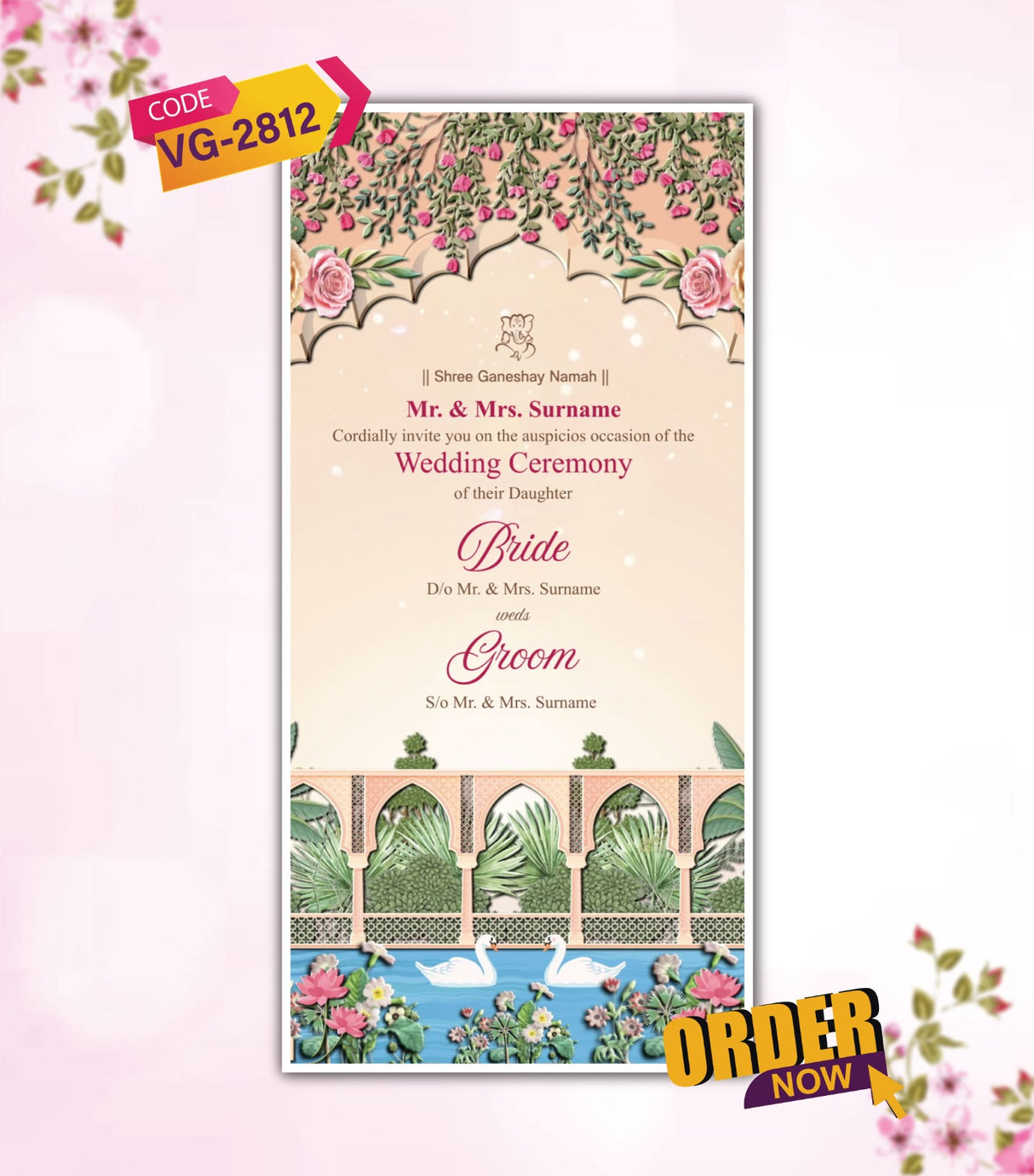 Elegant Floral Wedding Invitation Video