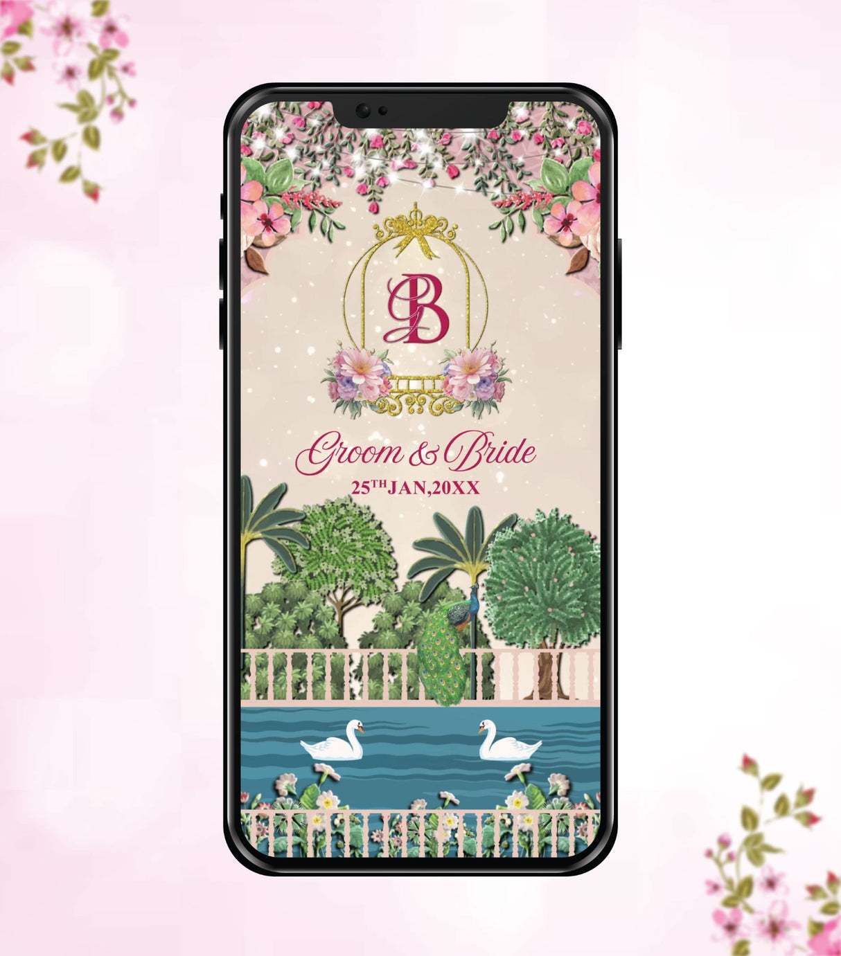 Elegant Floral Wedding Invitation Video