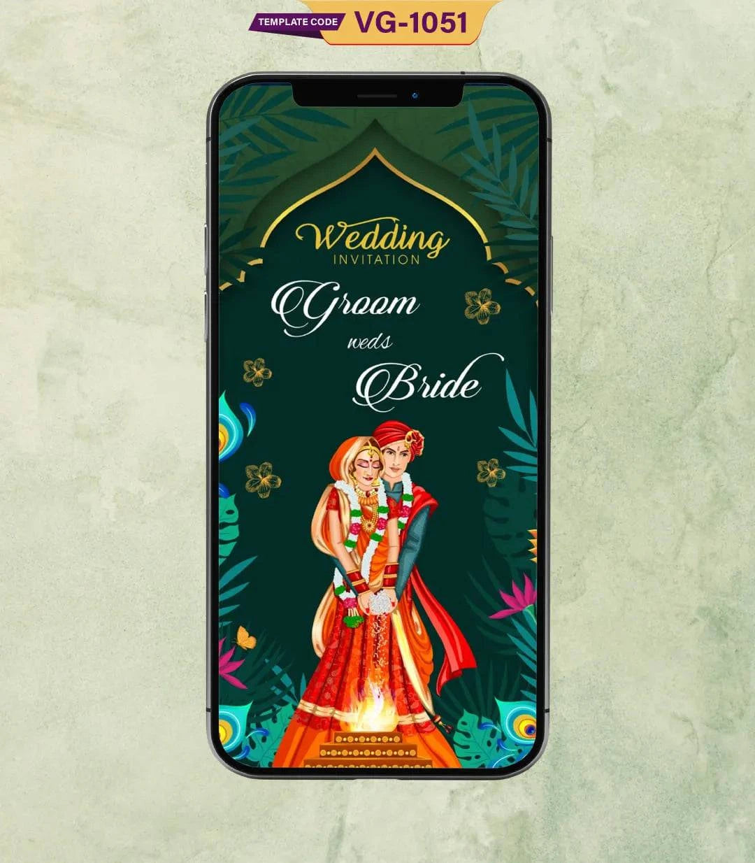 Elegant Green Wedding Invitation