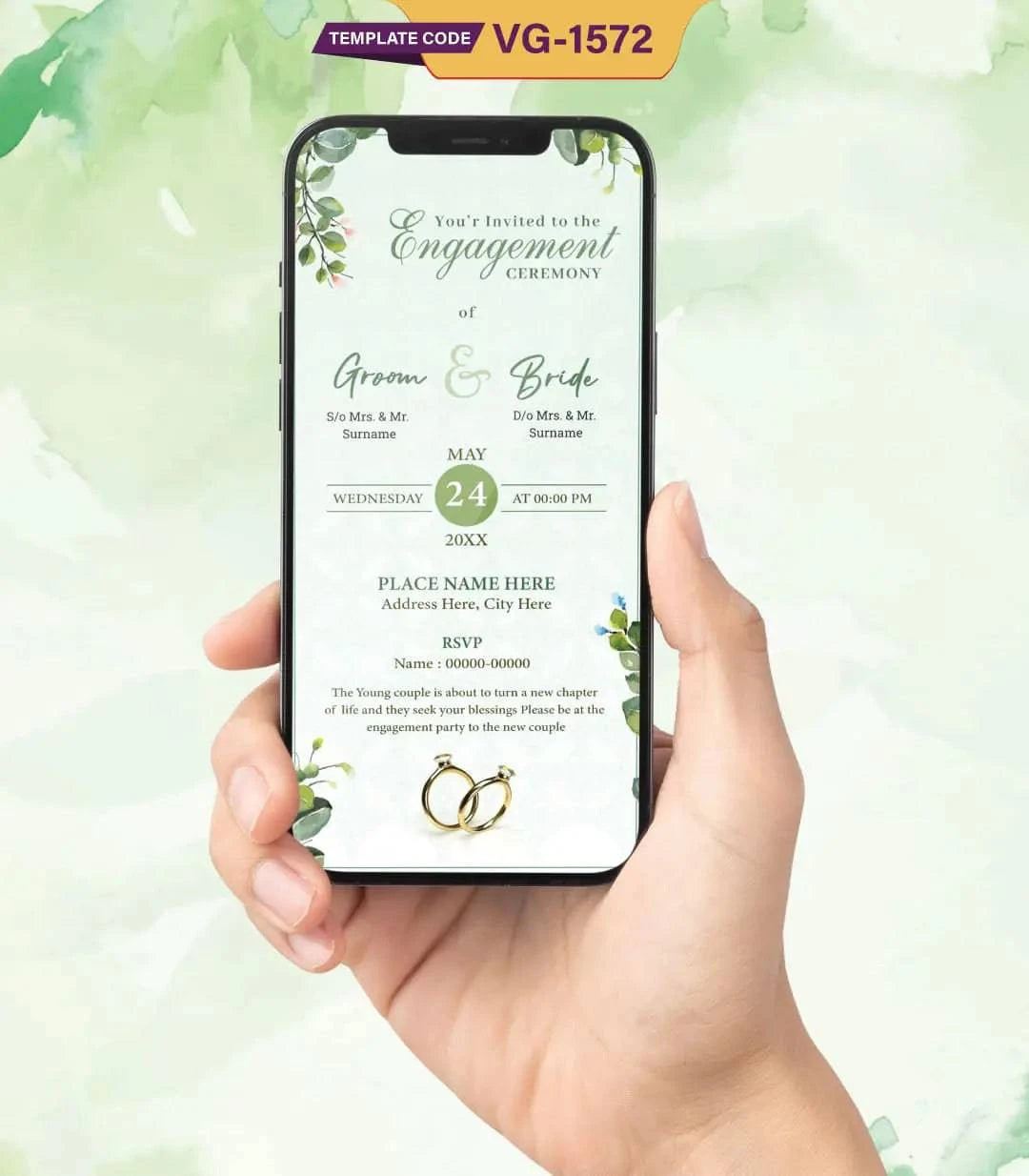 Elegant Greenery Engagement Ceremony Invitation