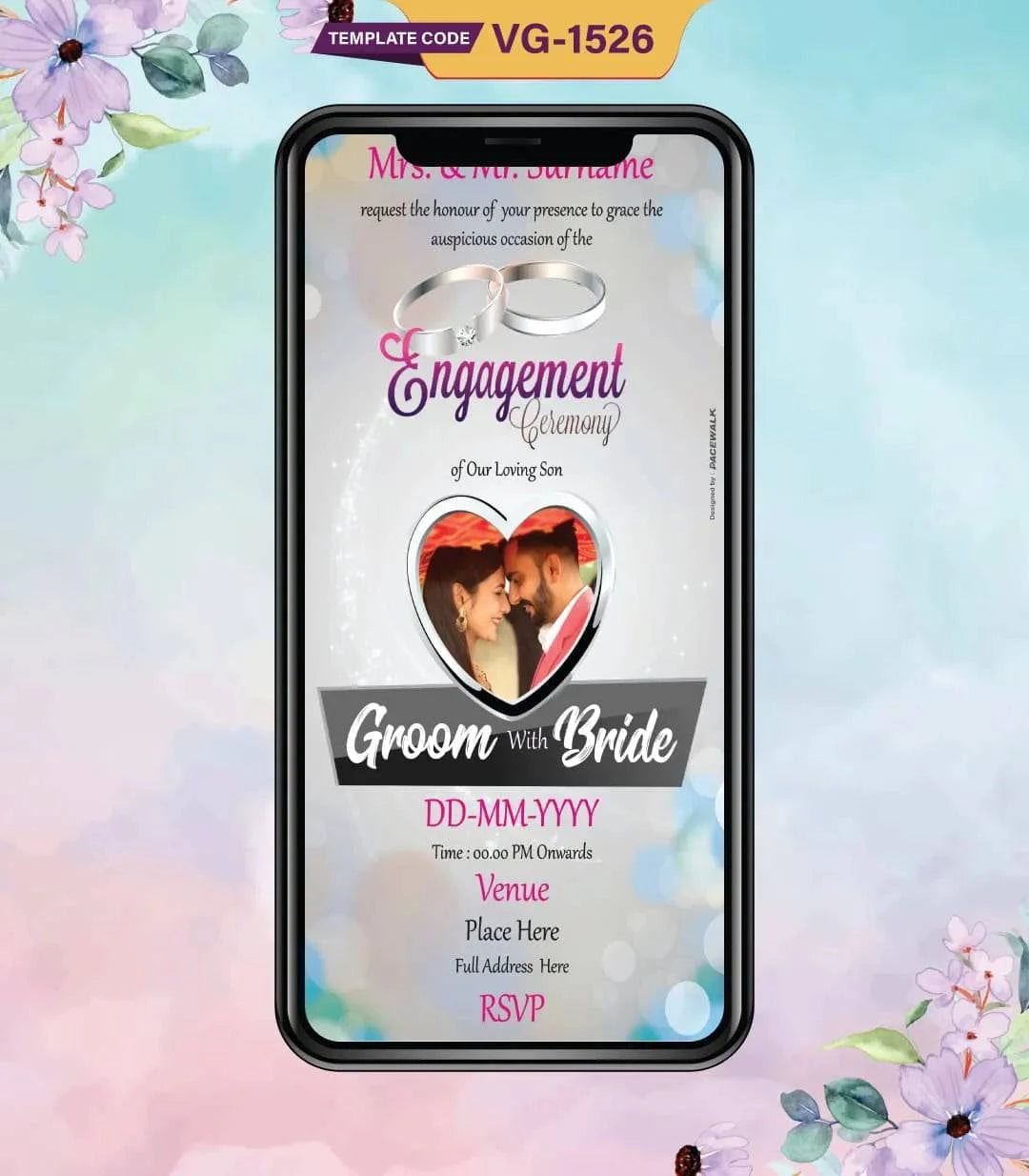 Elegant Heart-Themed Engagement Invitation